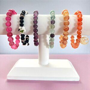 Stretch Beaded Bracelets-Lot of 6-Multicolor-Assorted Bead Types